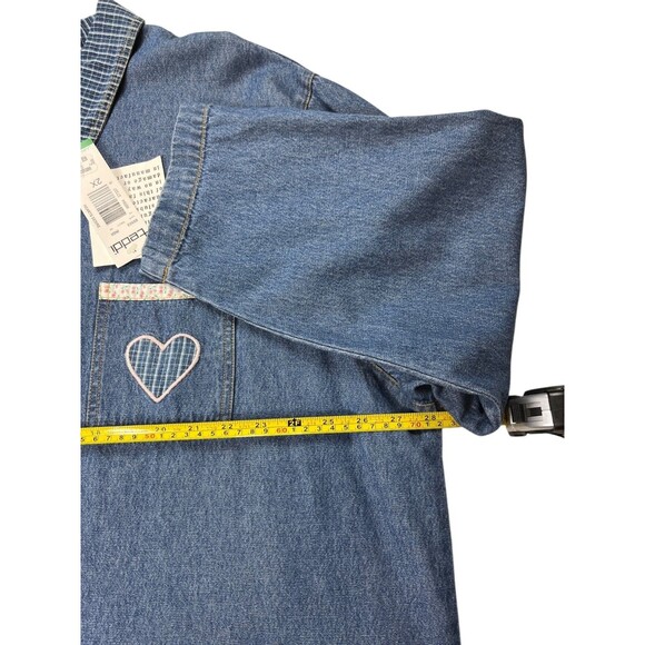 VTG 90s Teddi Light Blue Denim Chore Jacket Emboidered Applique Patchwork Sz 2X - Picture 12 of 16